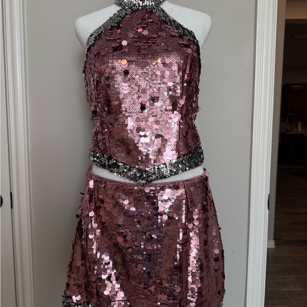Cider Pink Sequin Halter Skirt Set - Sabrina Carpenter Style